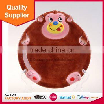 Hot sale good quality promotional animal monkey porcelain plate