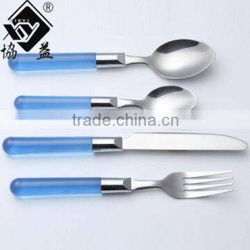 Hot-sale Stainless Steel PS Plastic Handle Melamine Tableware With Transparant Handle