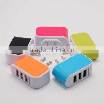 Top Selling High Demand Best Quality Sweets Candy Color 3.1A Fast Safety Charge 3 USB Port Smart Cell Phone Battery Recharger