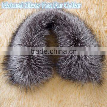 Real Natural Silver Fox Fur Collar for Leather Jacket