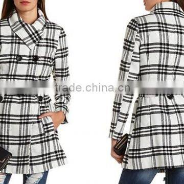 Custom Design Funnel Neck Plain Trench Women Coat