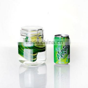 1L Recycled airtight Round shape glass jar with metal clip top lid for kitchen and food