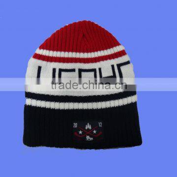 Pritful knitted tri-color cheap beanie hats