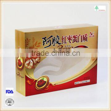 Custom high quality golden card paper cardboard box with clear pvc window