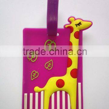 Giraffe Print Soft Rubber Bag Tags Animal Shaped Travel PVC Luggage Tags Wholesale