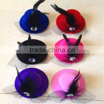 Wholesale cheap baby girl hair decoration mini top hat clip