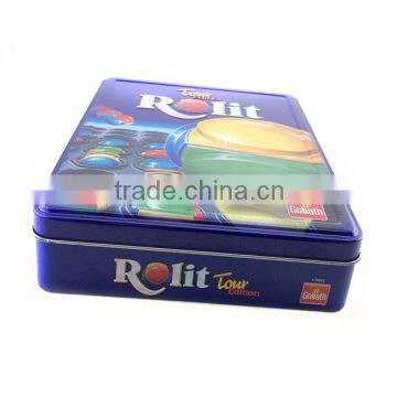 sweet rectangular made metal tin box with colorful printed