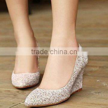 2016 factory wholesale women gold wedge dress shoes PM3346