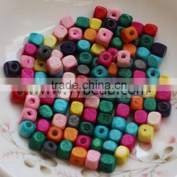 Wholesale 5/6/8MM Mixed Color Wood Cube Beads for Jewelry Making Loose Spacer Charms