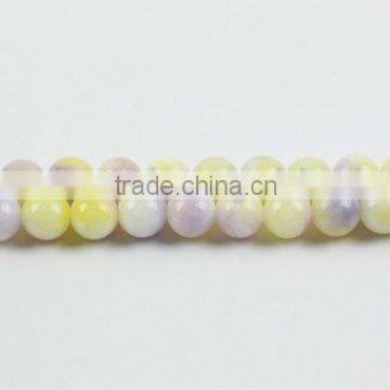 SL72223 Dyed White & Lilac Jade Plain Round Beads
