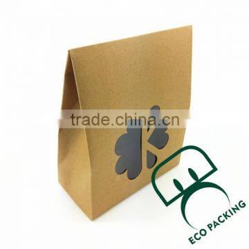 Cutom logo kraft paper bag for packaging food with PVC window