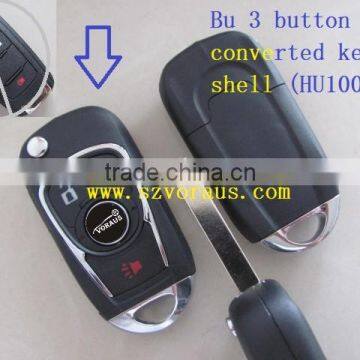 High quality Bu 3 button flip converted key shell (HU100)