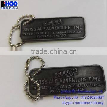 custom engraved metal hang tags, anciemt black aluminum tag