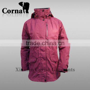 Women Pink Outdoor Winter Hiking Long Jacket