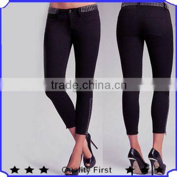 cotton and spandex studded skinny jeans lady fashion style