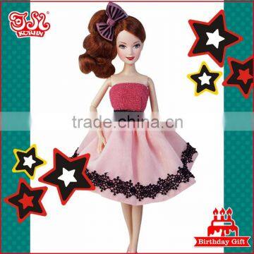 Latest dress designs new face 2015 fashion plastic doll toy