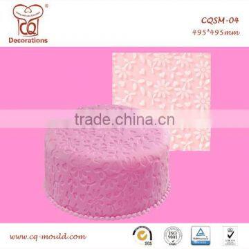 pink color flower design fondant cake imprint silicone mat