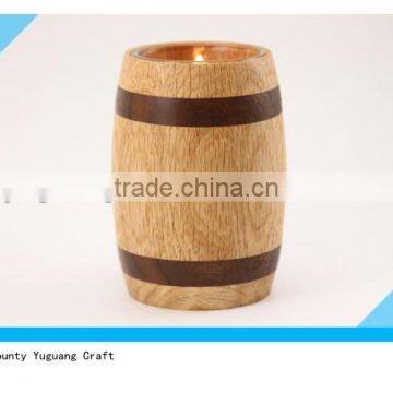 Small Pine Wooden Barrel for Packing Glass Candle Holder photo-2