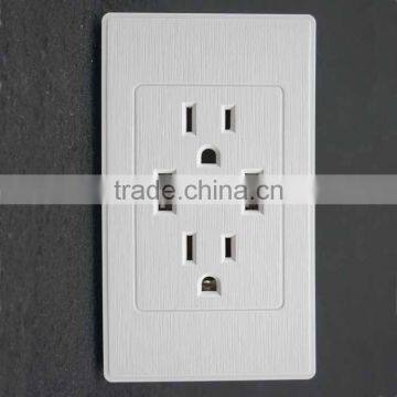 PC flame retardant material 2 gang wall socket with usb