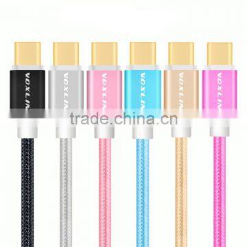 Voxlink 1m TYPE-C Male to Male Mobile Phone Data Cable Charging Cable Nylon Braided Metal Wire Type C to Type C Cable