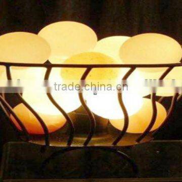 Himalayan Rock Salt Basket Lamps/Iron Basket