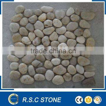 natural white pebble meshed tile/white cobble stone