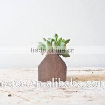 House Planter Pot - Wooden Herb Succulents Box Container Succulent Flower Wooden Planter Handmade Air Plant photo-3