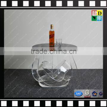 Clear Acrylic Small Round Coffee Table Glass and Marble Base Cafe Table From Shenzhen Yidong photo-2