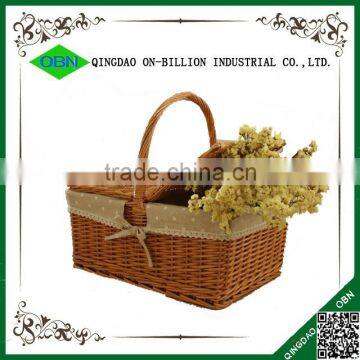Handled Rectangular Natural Wicker Hamper Box With Liner photo-3