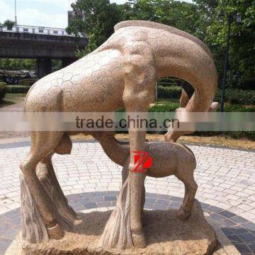 Hand Caved Stone Life Size Giraffe Statue photo-2