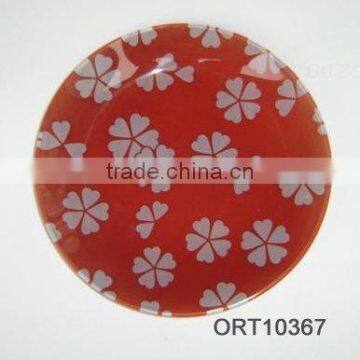 tempered glass plate with decal logo