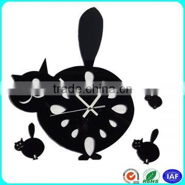 Modern Round White Practical Perspex Acrylic Black Birds Tree Wall Clock photo-4