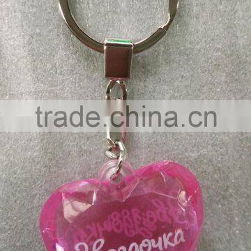 2017 New style acrylic hanging decoration heart shape diamond key ring