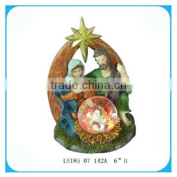 Nativity snow globe with led light