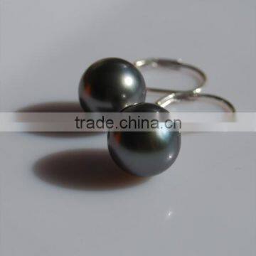 9-10mm AAA Fashion Tahitian Pearl Earrings With Silver Clasp photo-2