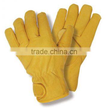 High quality yellow cowhide driver work glove