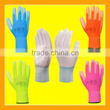 Cheapest PU Palm Fit Gloves Multi-colors Softtextile PU Glove Industrial Work Safety PU Coated Gloves