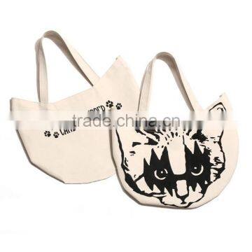 Cat Shape Canvas Shopping Bag,Reusable Shippinmg Bag With Printing Cat FJ6587 photo-2