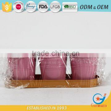 Set of 3 Galvanized Iron Powder Coating Metal Circular Pot Flower Small Decorative Pots photo-3