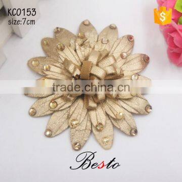 Vintage fashion ladies rhinetone gold leather flower for women shoes