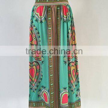 Women's High Waist Dashiki African Print Maxi Skirt Summer Boho Dress photo-5