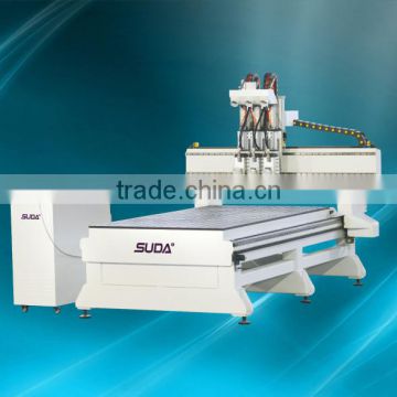 SUDA multistage heads cnc router --1300*2500*210mm ,3 pcs high speed 3 kw spindle motor, ATC machine