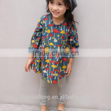 Girls Ruffles Mushroom Print Dress Cute Baby Neck Trimmed With Fall Party Clothes photo-2