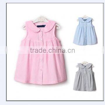 baby dress girls Custom summer season cute baby girls sleeveless collar woven dress