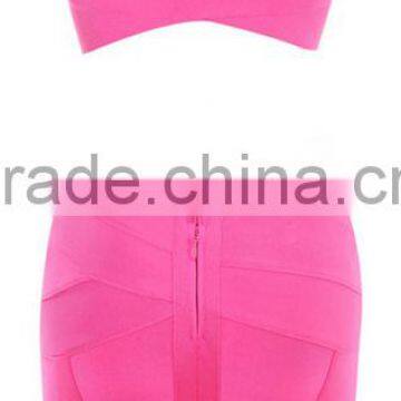 2015 Elastic Knitted Rayon HL Mini Sexy Hollow Out Bodycon Womne V Neck Bandage Dress Red Yellow photo-4