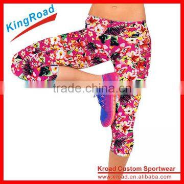 Custom Printed Ladies Workout Legging,yoga Active Wear Women Capri Pants photo-4