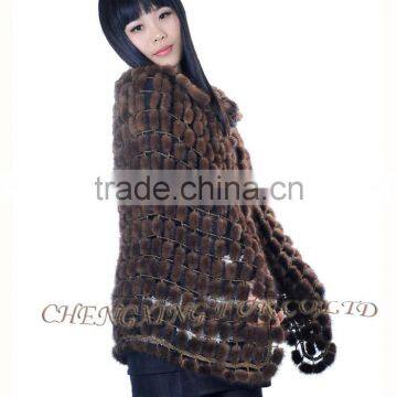 CX-B-M-56 Wholesale Women Cape Mink Fur Fashion Poncho/ Fur Shawl photo-2