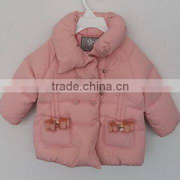 2016 Winter Baby Girl Pink Color Cotton Padded Coat