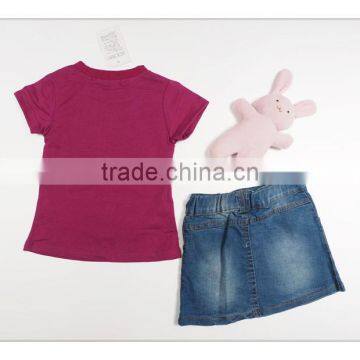 2014 New Summer Girls Clothing Suits Kids Fashion Minnie t Shirts+jeans Skirts 2pcs Outfits Baby Girls Suits photo-3