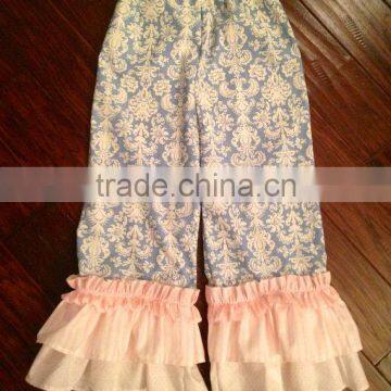 New Ltems Gorgeous Blue Pink Girls Baby Ruffle Pants Shirts Outfits Cotton Children Frocks Designs Kids Clothes photo-2
